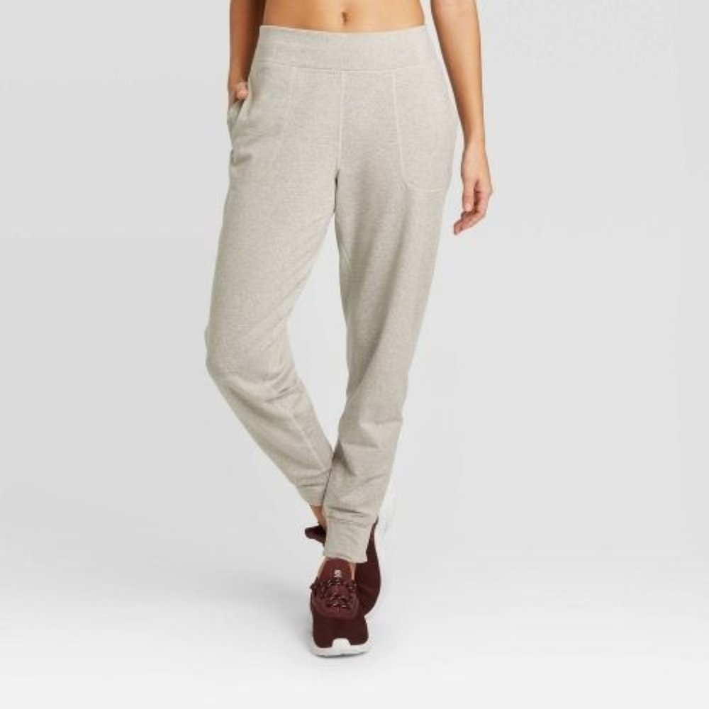 Women's Mid-Rise Brushed Jersey Jogger Pants - JoyLab Heather Gray Medium